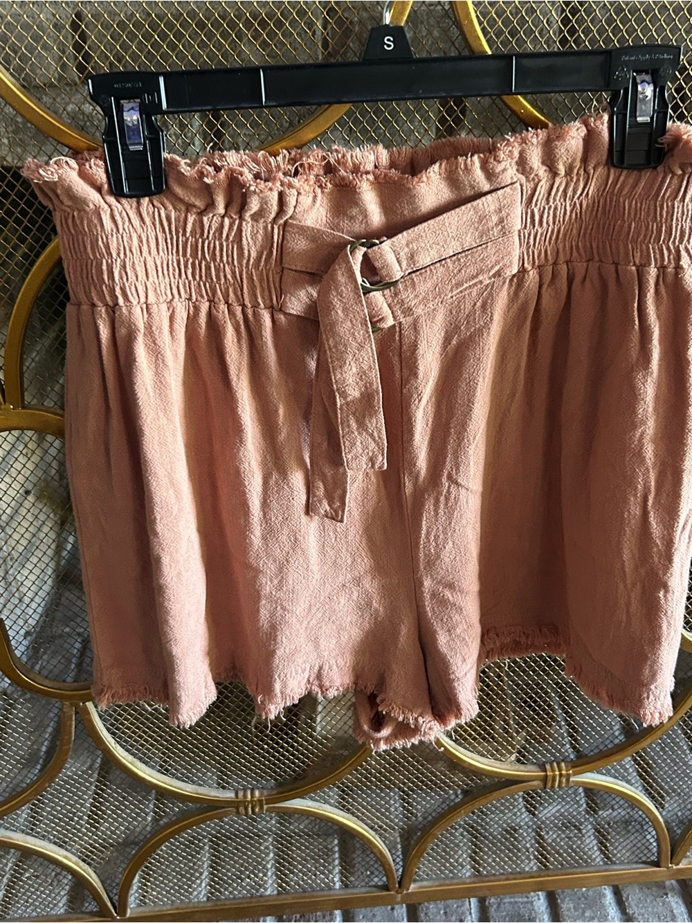 Umgee High-Waist Paperbag Shorts in Dusty Rose